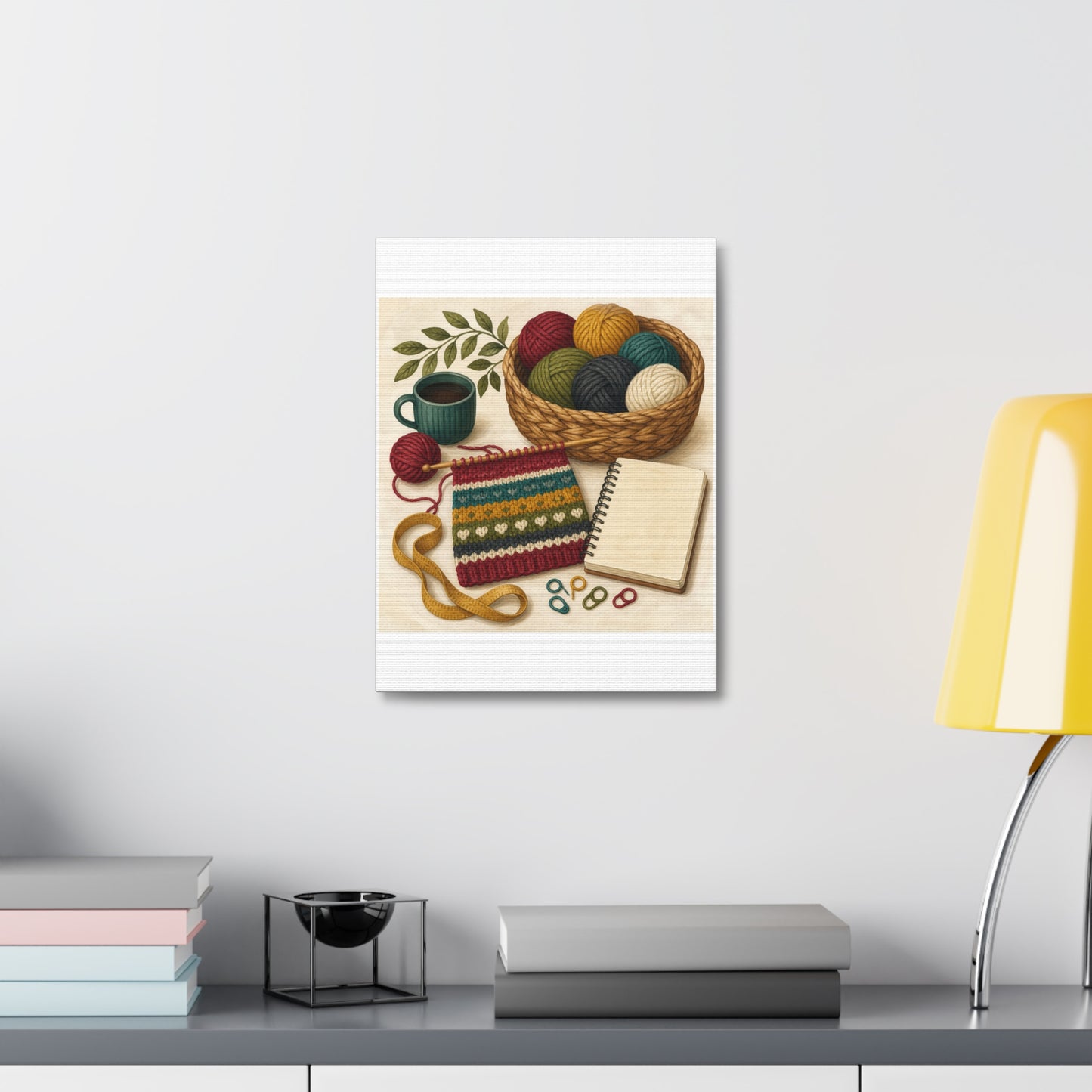 Cozy Knitting and Yarn Hobby Art Canvas Art