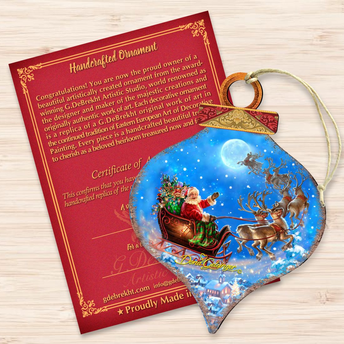 Santa Magical Flight Wooden Ornaments by Gelsinger - Christmas Santa Snowman Decor - 8031020-1314