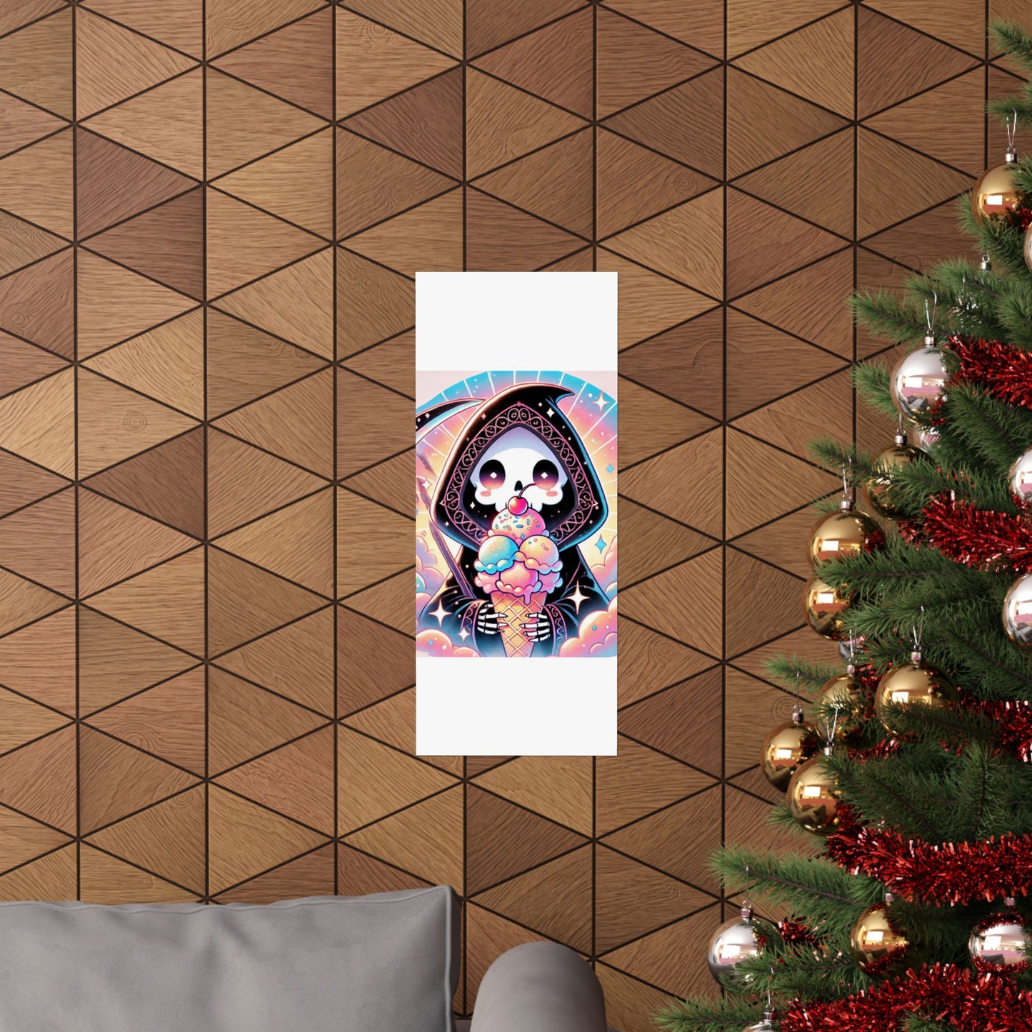 Cute Grim Reaper Ice Cream Pastel Novelty Poster