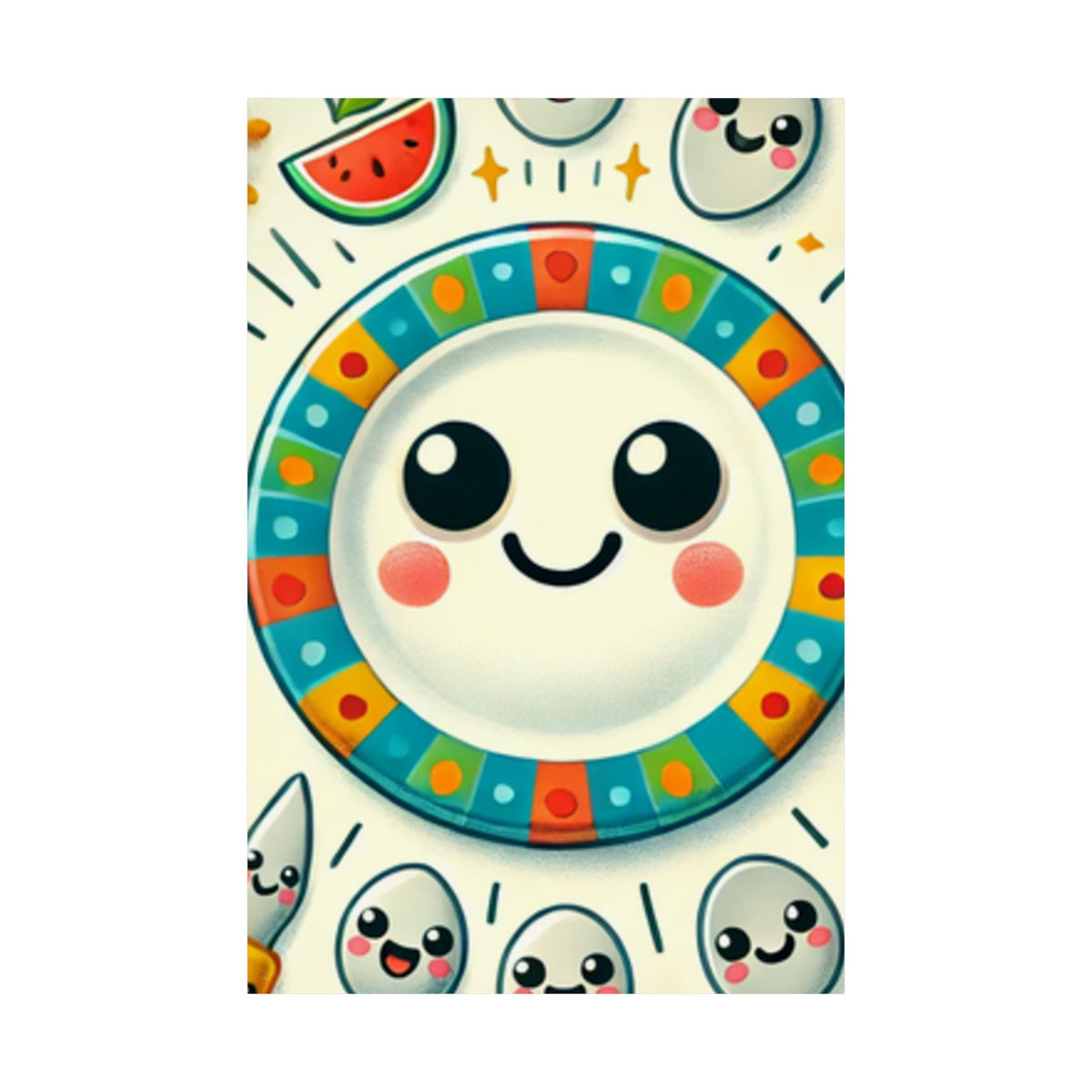 Happy Little Kitchen Club Kawaii Food Poster Kitchen Wall Art Decor