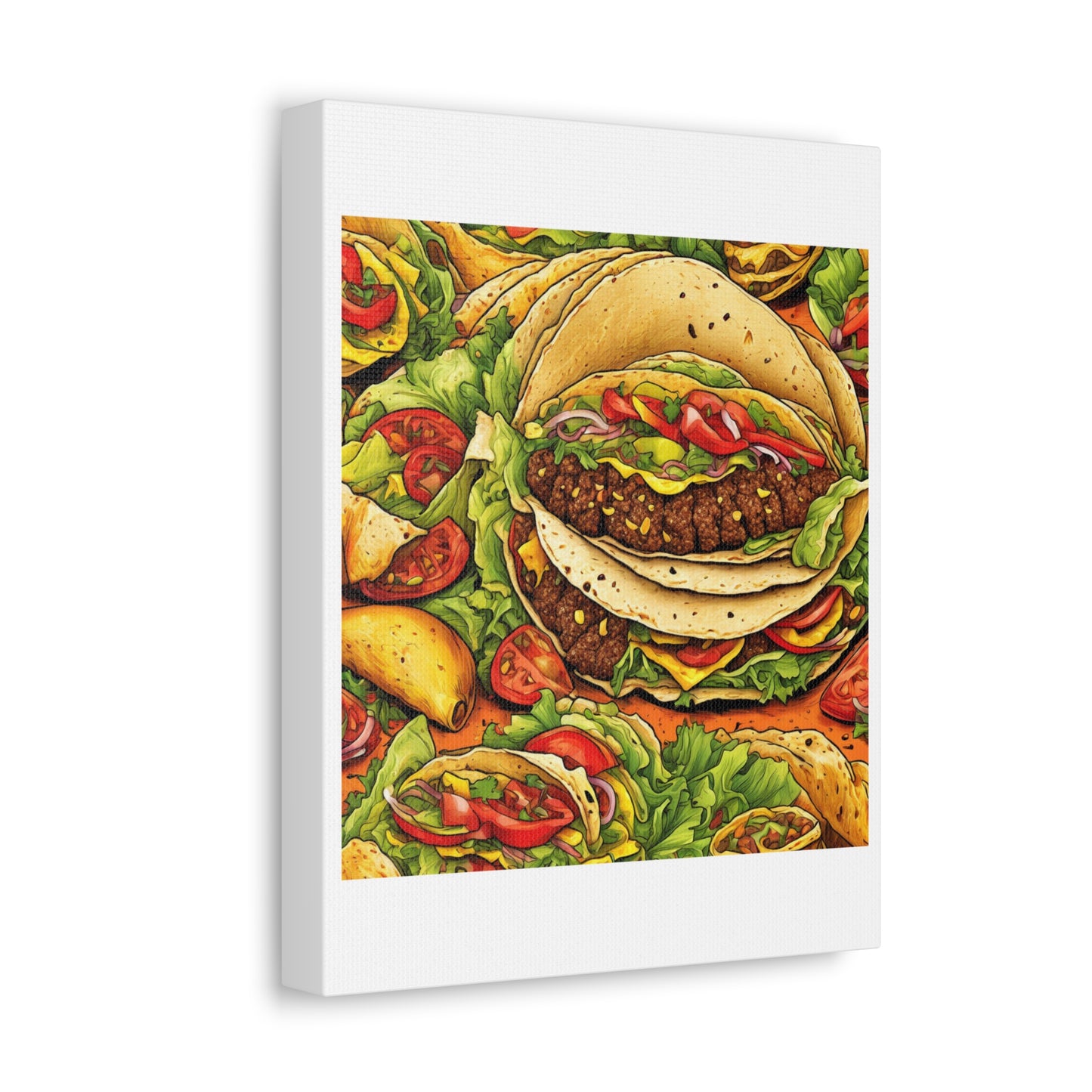 Stacked Taco Fiesta Foodie Gift Art Canvas