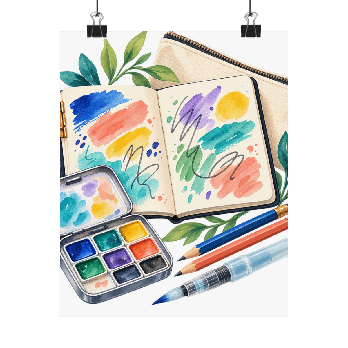 Colorful Urban Sketching Travel Kit Poster