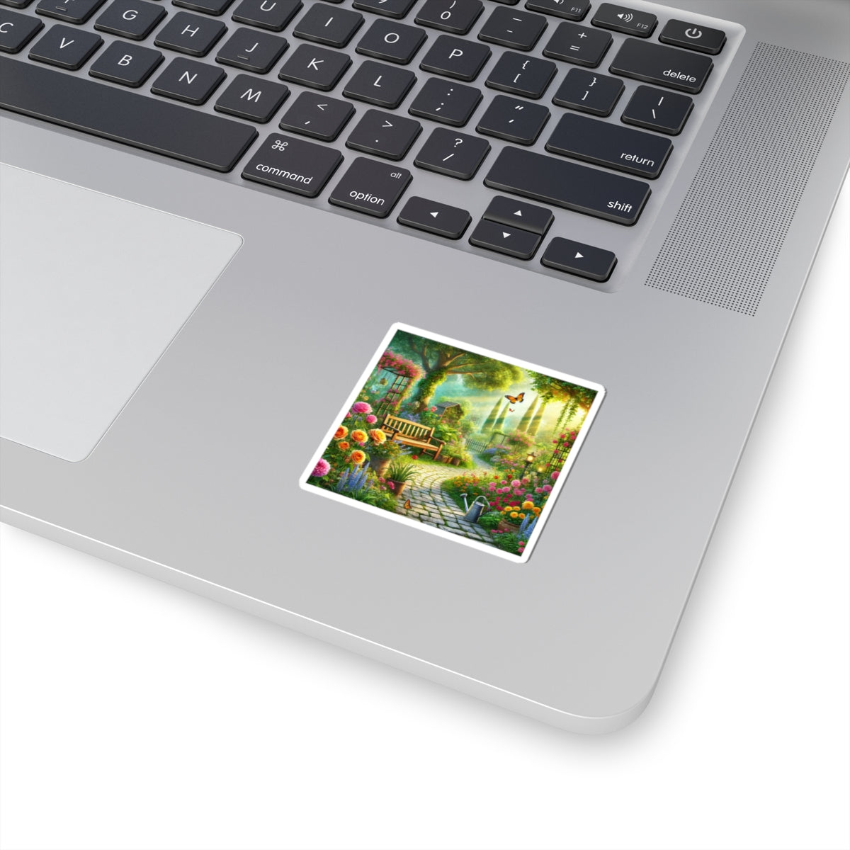 Sunlit Spring Flower Garden Bench Sticker