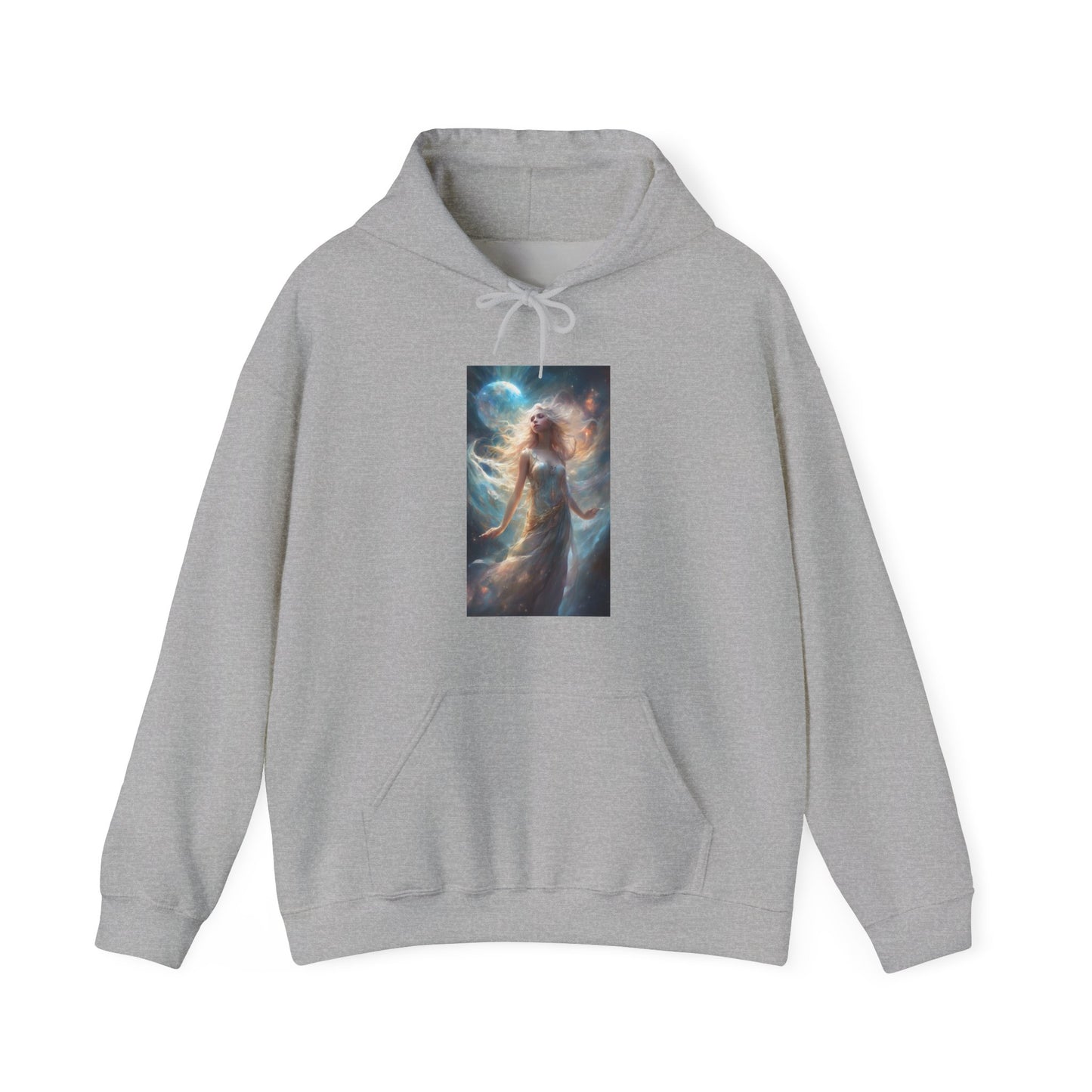 Moonlit Celestial Maiden Fantasy Portrait Hoodie