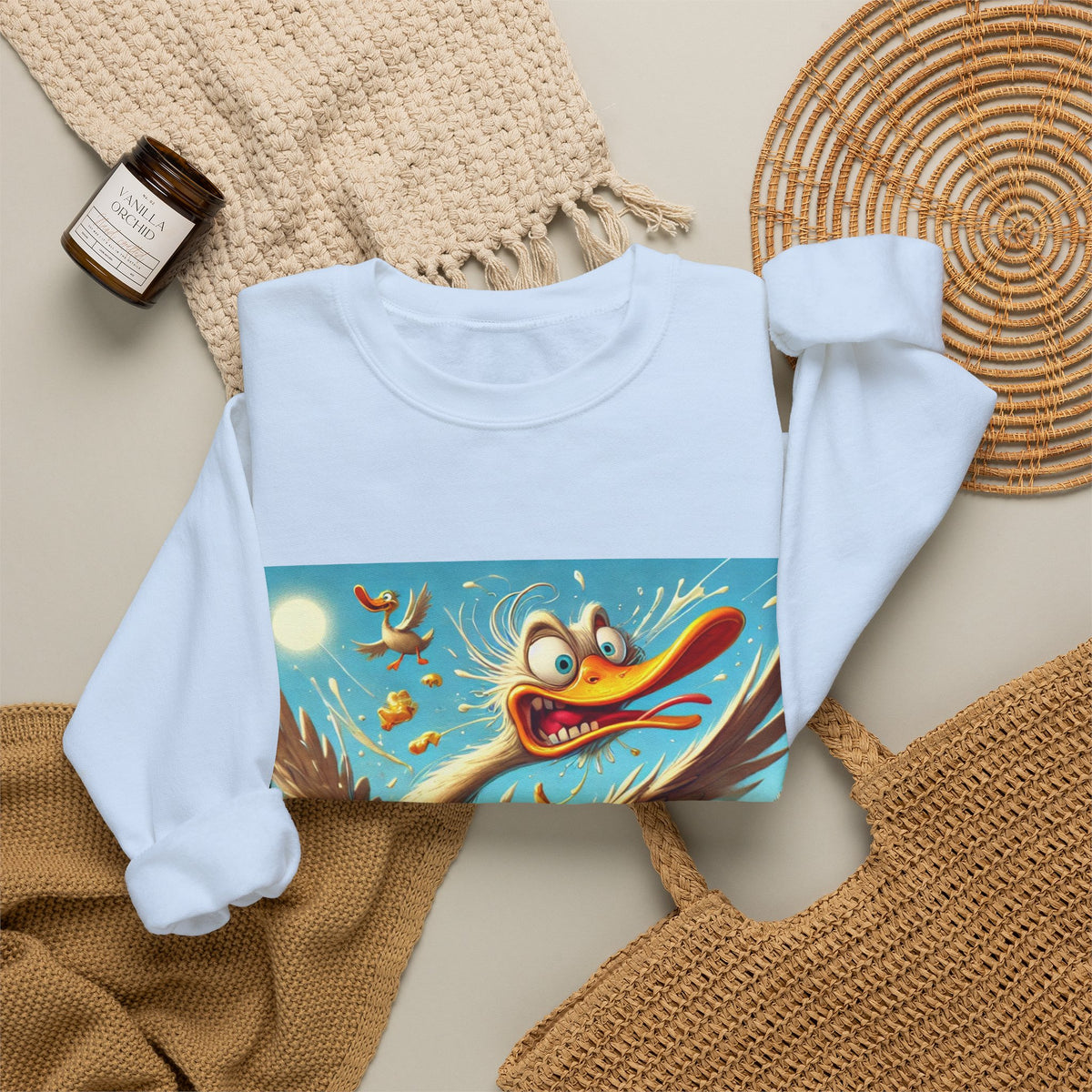 Chaotic Picnic Duck Funny Summer Art Sweatshirt