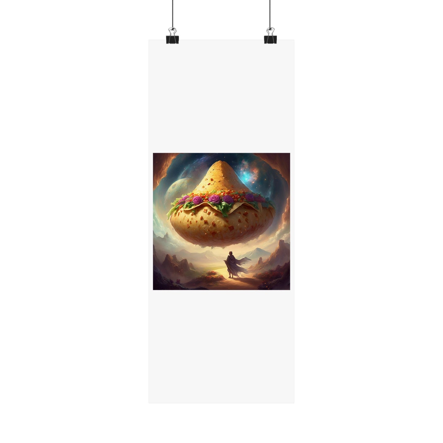 Cosmic Taco Planetoid Surreal Food Fantasy Art Poster