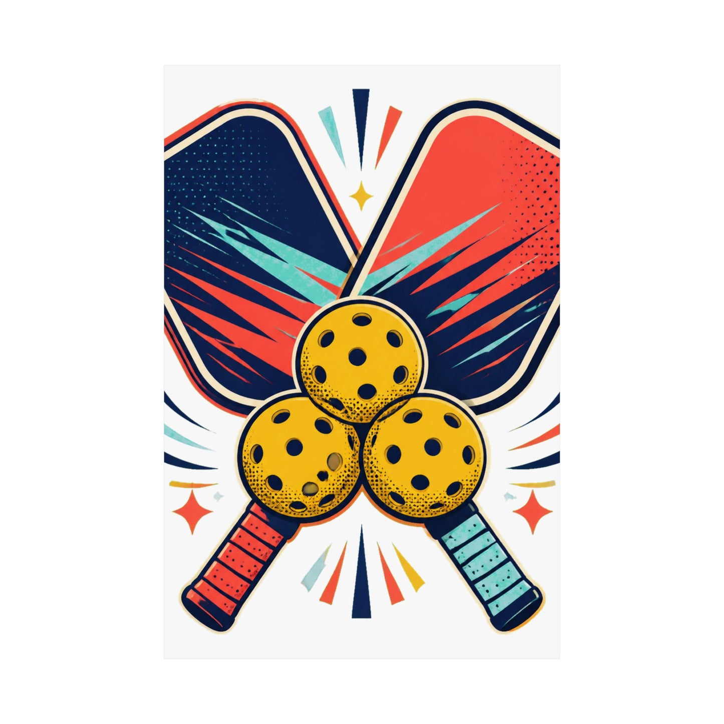 Retro Pickleball Paddles Recreational Sports Art Poster