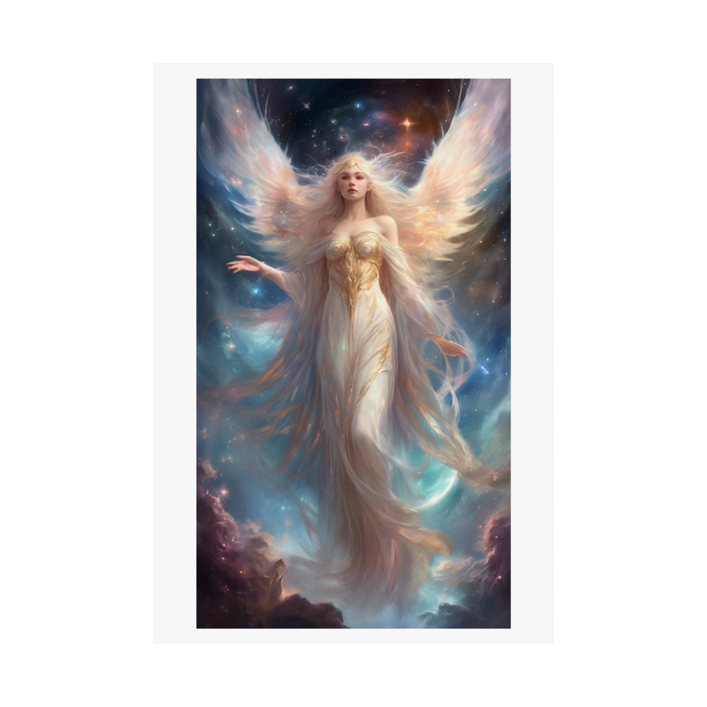 Celestial Winged Heroine Fantasy Portrait Poster