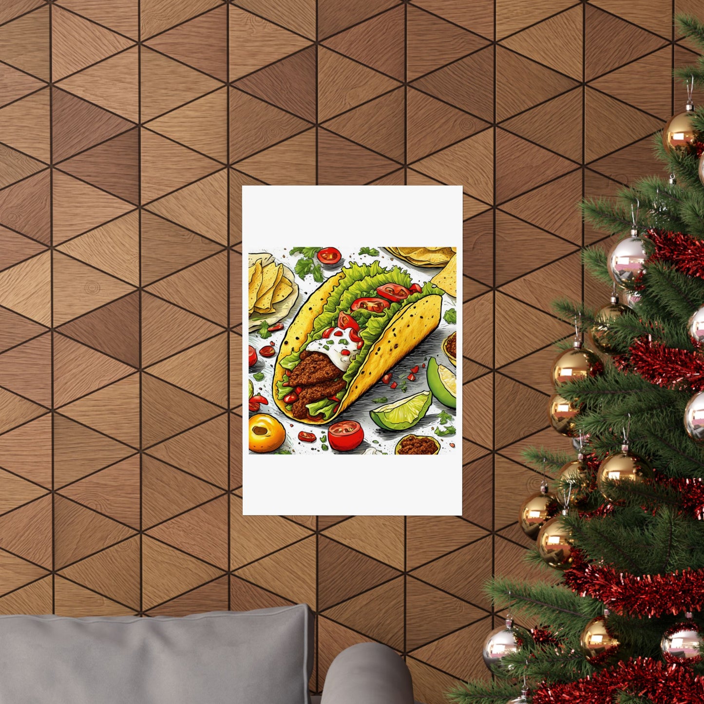Bold Taco Illustration Foodie Gift Art Poster