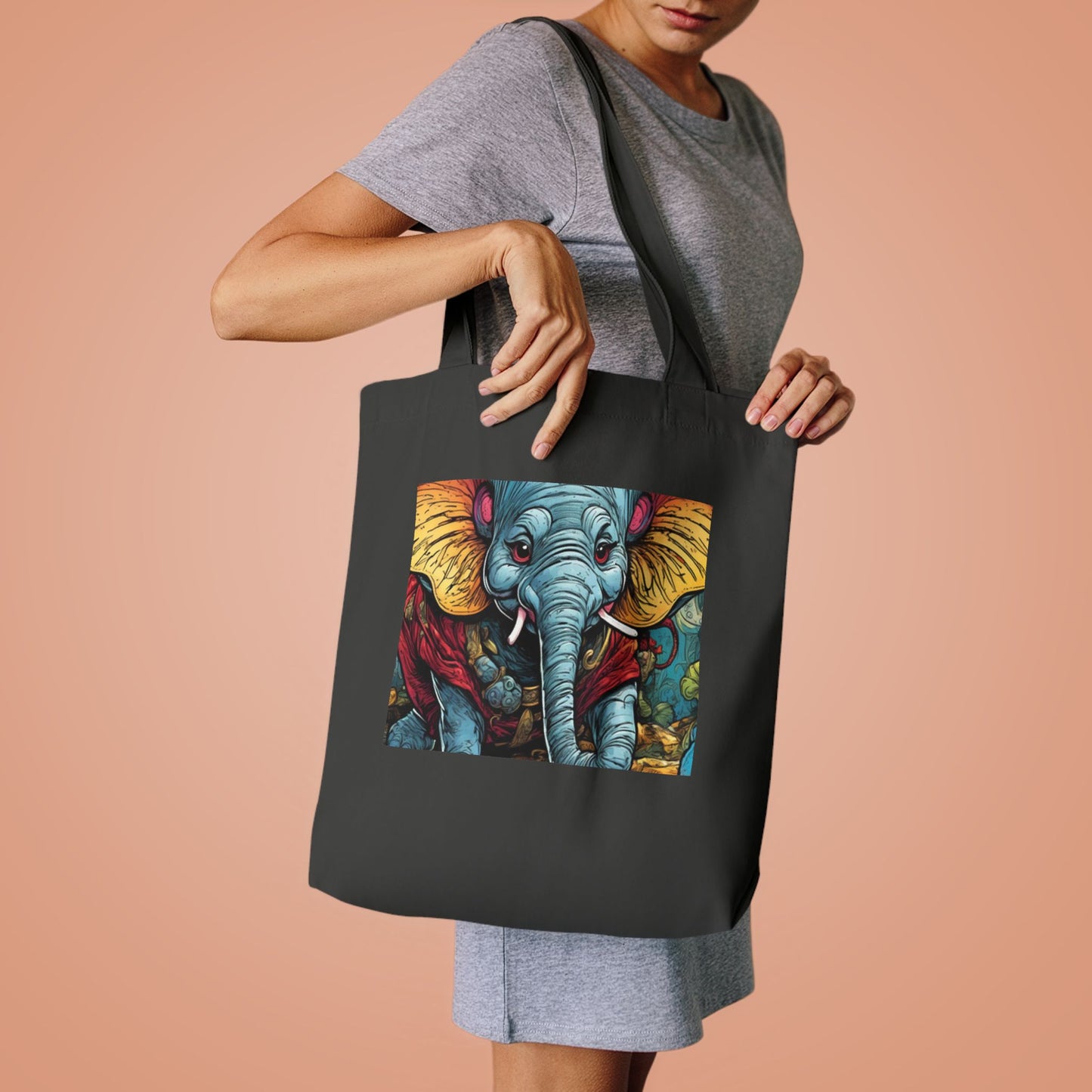 Colorful Elephant Garden Parade Animal Art Tote Bag for Gifts