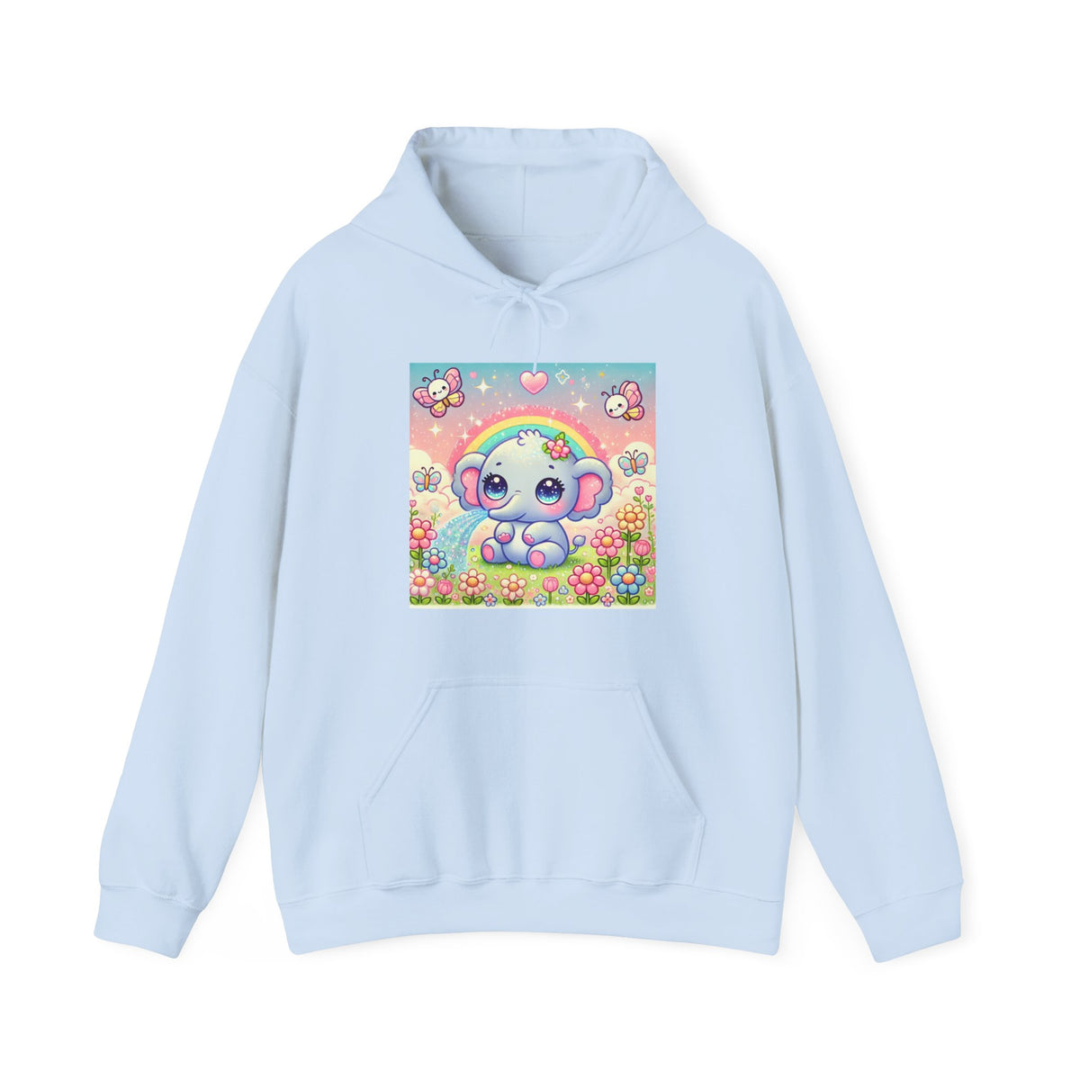 Pastel Rainbow Baby Elephant Floral Hoodie