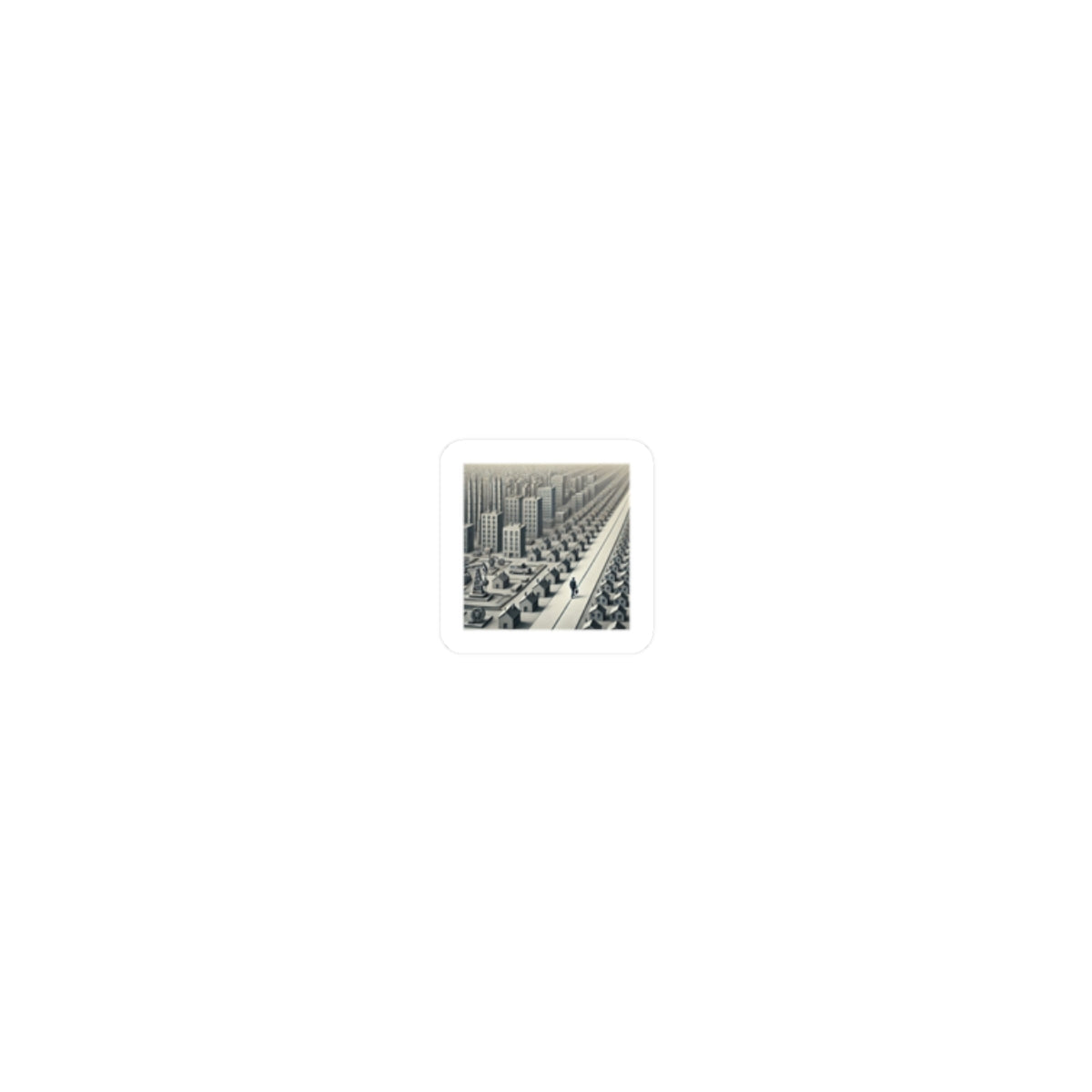 Monochrome Urban Factory Cityscape Sticker for Laptop Gear Gift