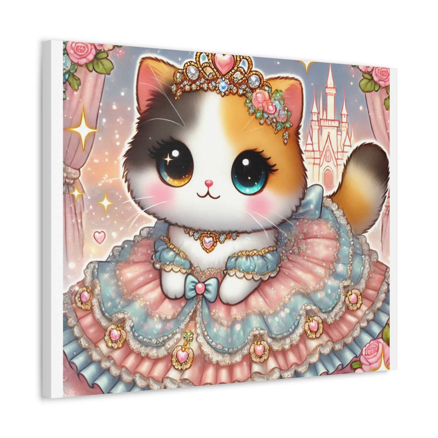 Pastel Princess Calico Cat Fantasy Canvas Wall Art