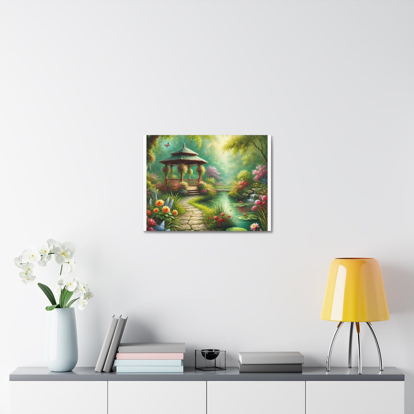 Spring Garden Gazebo Floral Landscape Canvas