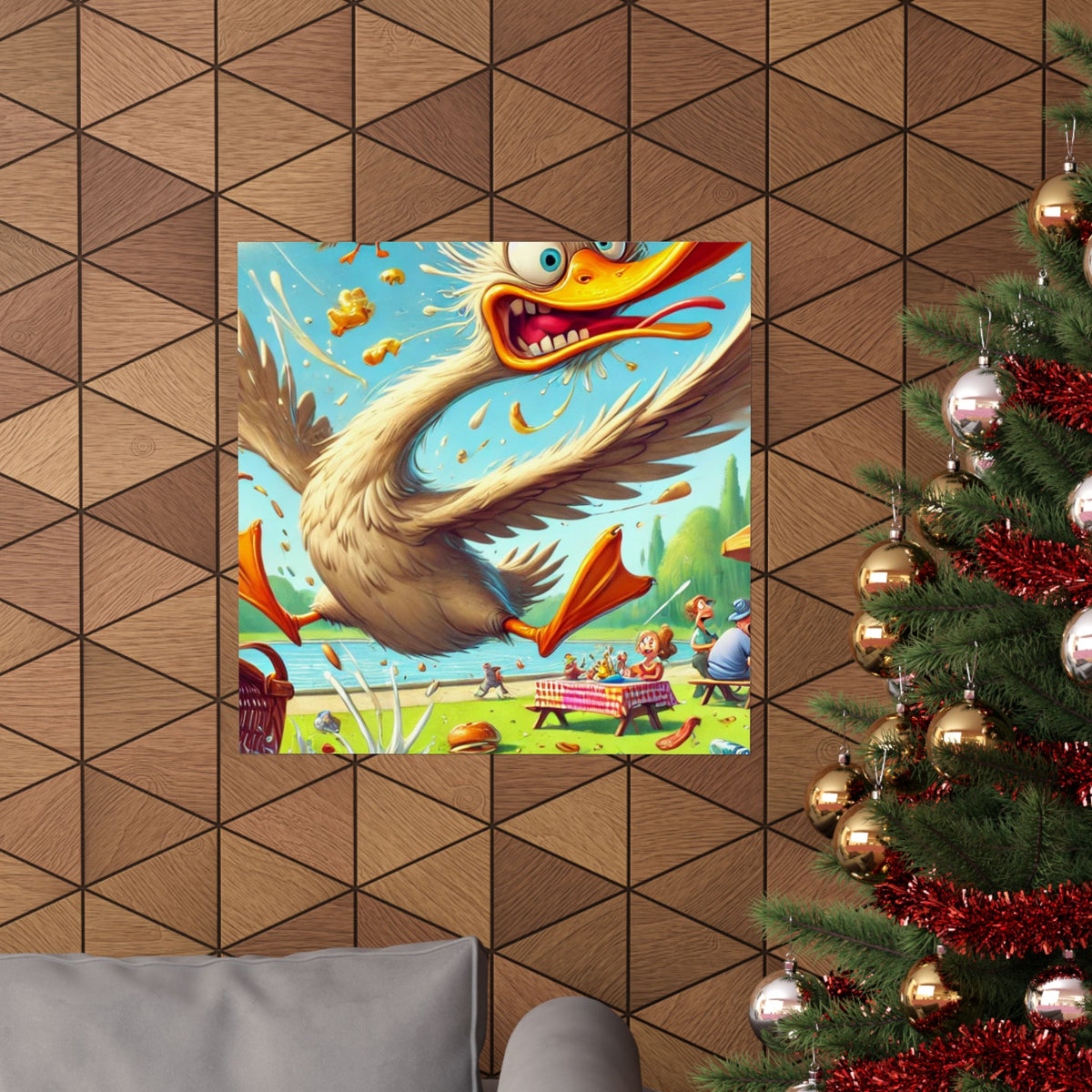 Chaotic Picnic Duck Funny Summer Wall Art Poster