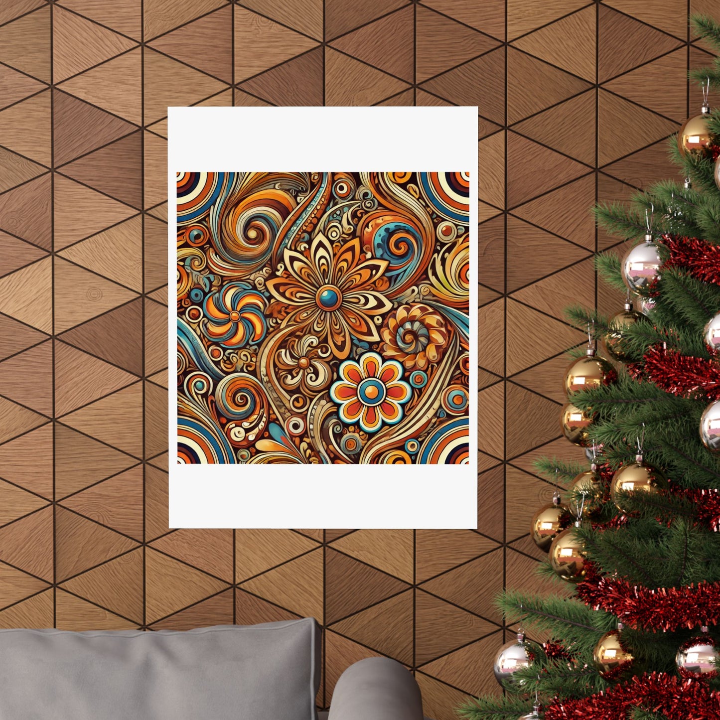 Ornate Abstract Floral Paisley Pattern Poster
