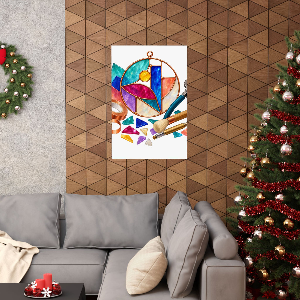 Abstract Stained Glass Suncatcher Workshop Poster