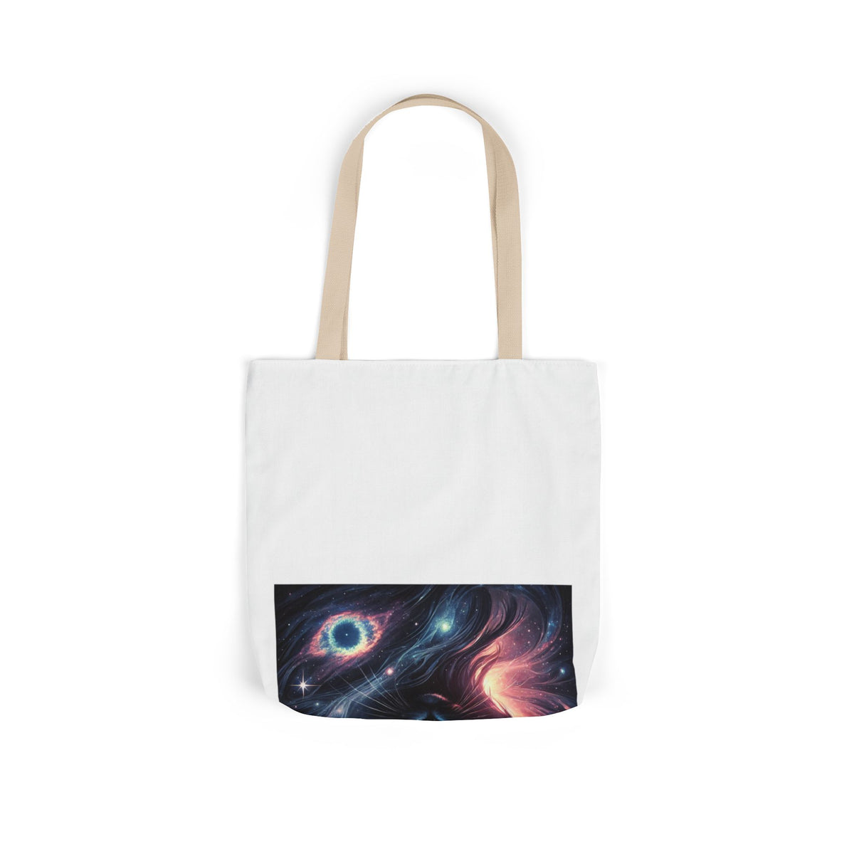 Cosmic Black Cat Galaxy Celestial Canvas Tote Bag