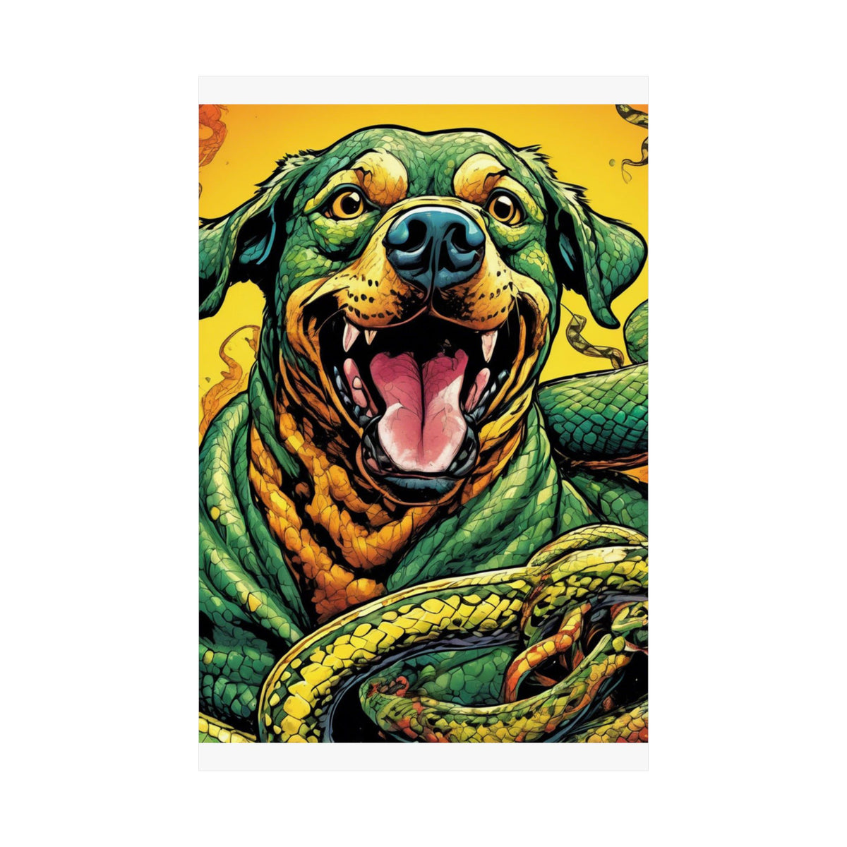 Surreal Serpent Hound Dark Fantasy Wall Art Poster