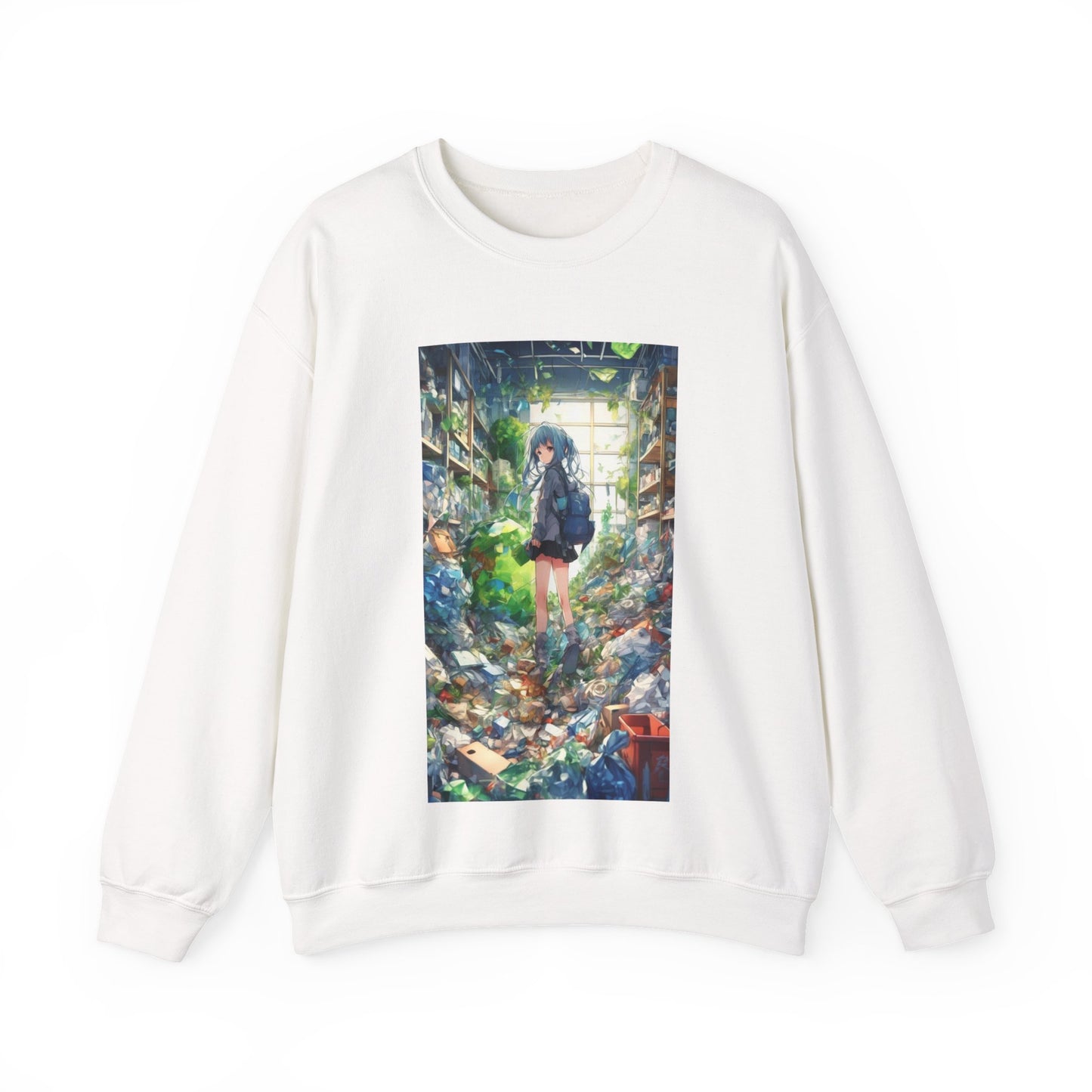 Green Recycling Alley Anime Girl Green Art Sweatshirt