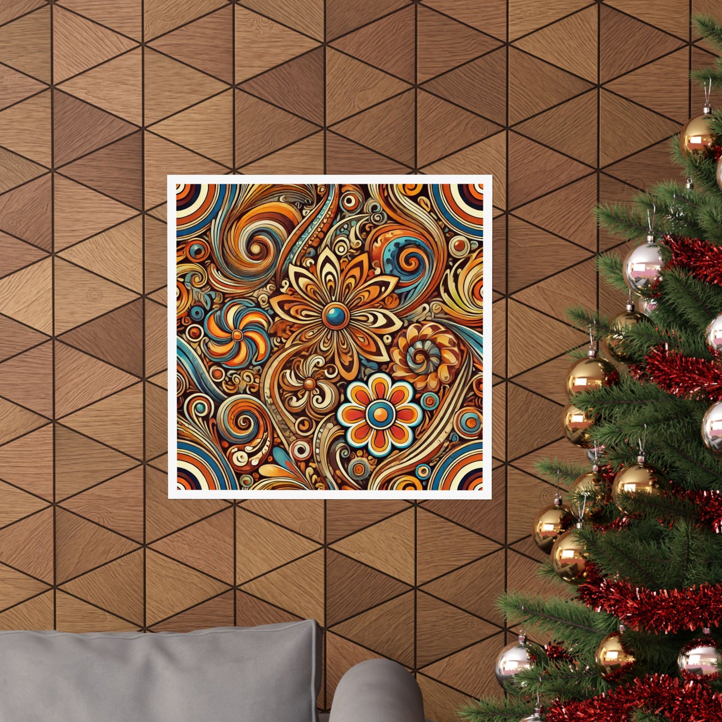 Ornate Abstract Floral Paisley Pattern Poster