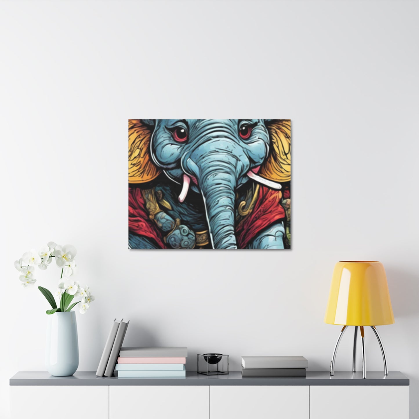 Colorful Elephant Garden Parade Wildlife Canvas Wall Art