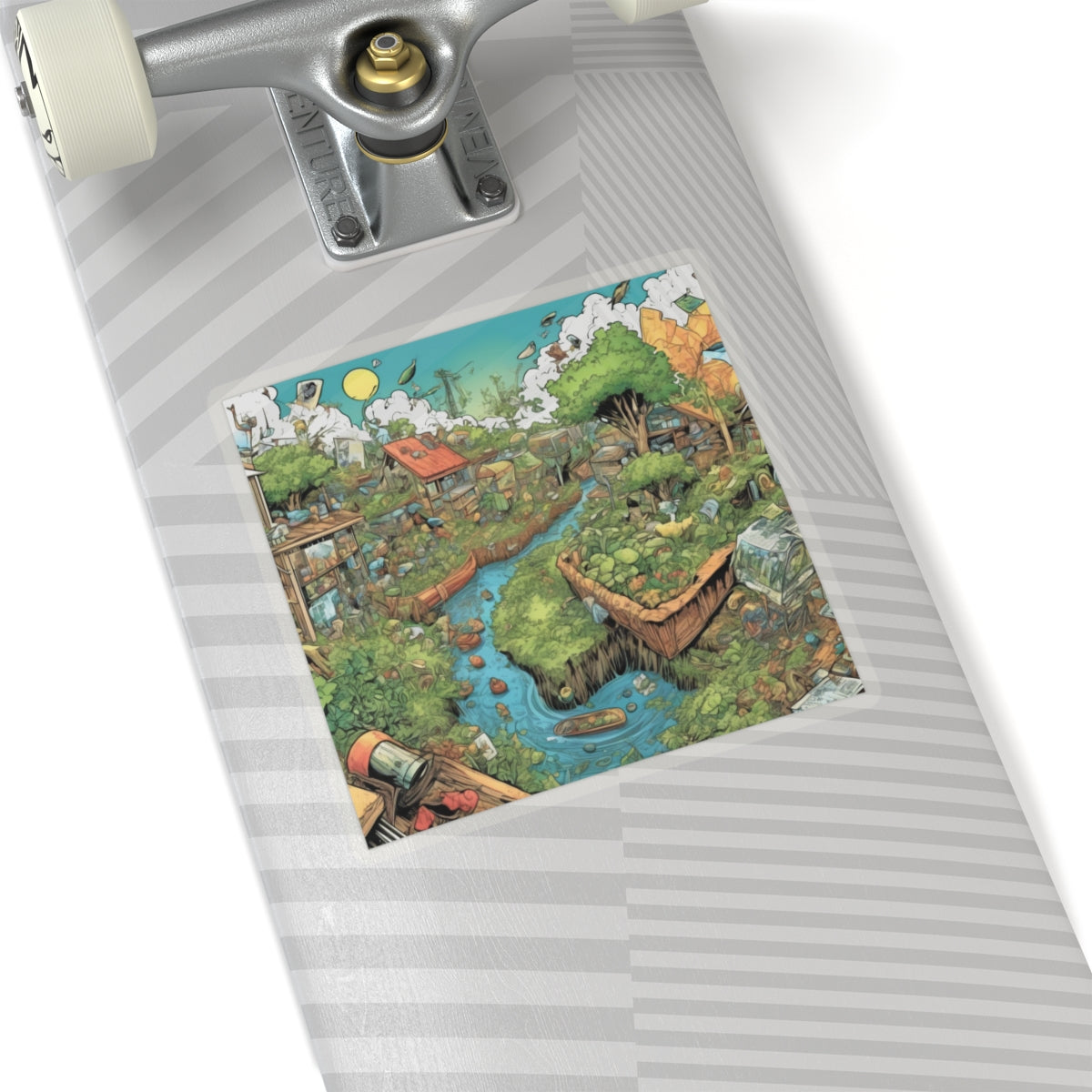 Whimsical Garden Stream Nature Gift Art Sticker