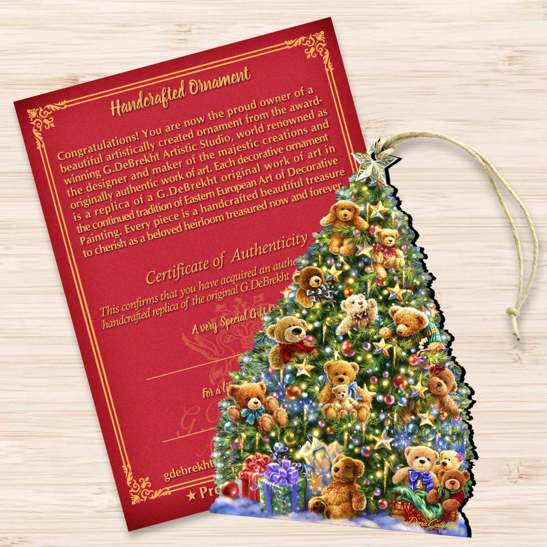 Teddy Bear Tree Wooden Ornaments by Gelsinger - Christmas Decor - 8161019-1101