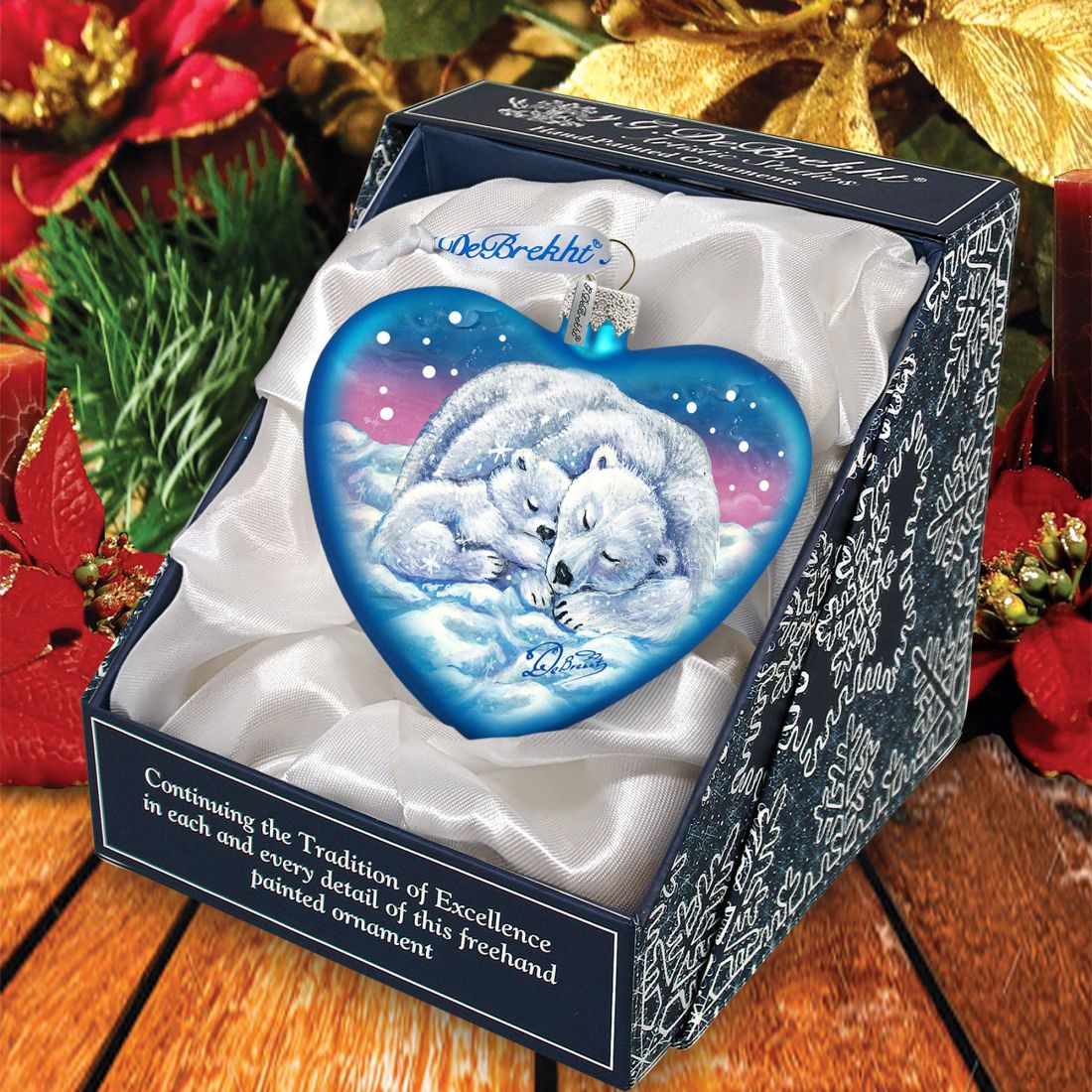 Motherly Love Bears Glass Ornament by G. DeBrekht - Wildlife Holiday Decor - 753-008