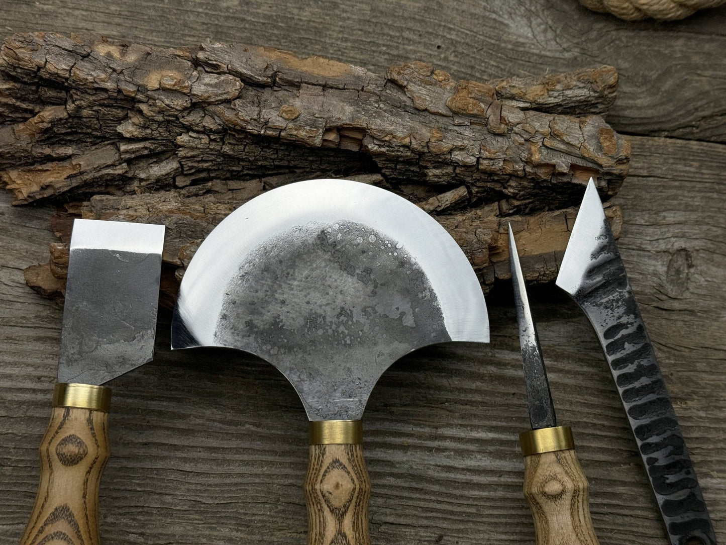 4-Piece Leather Tool Set with Leather Sheaths