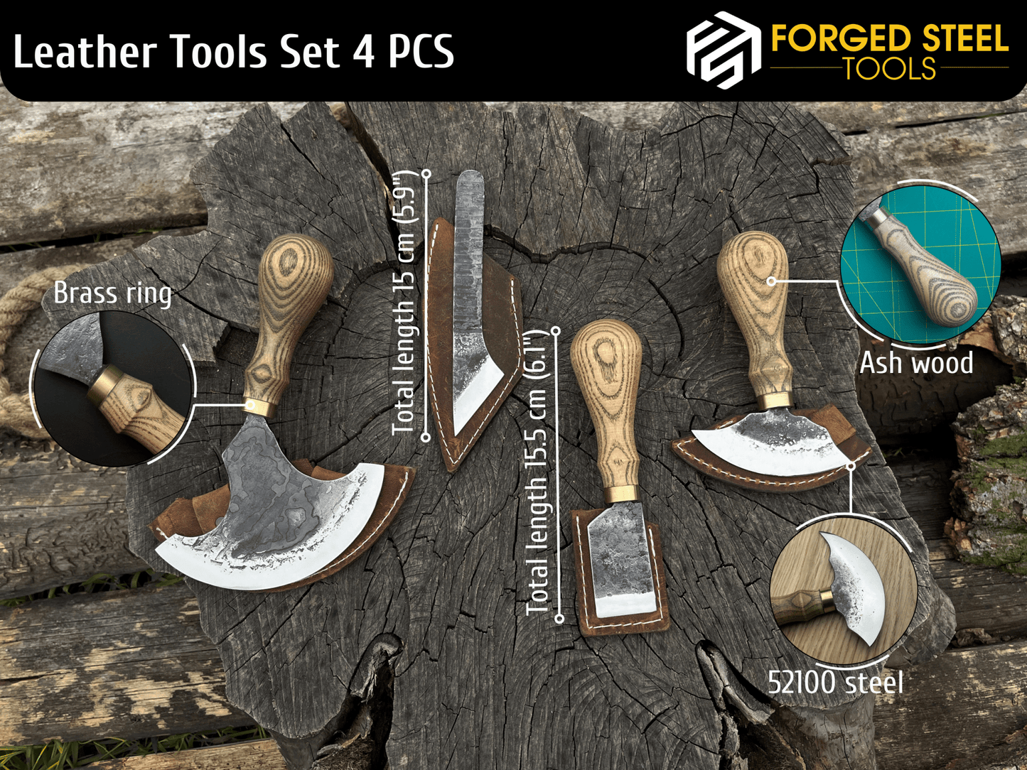 4-Piece Leatherworking Tool Set