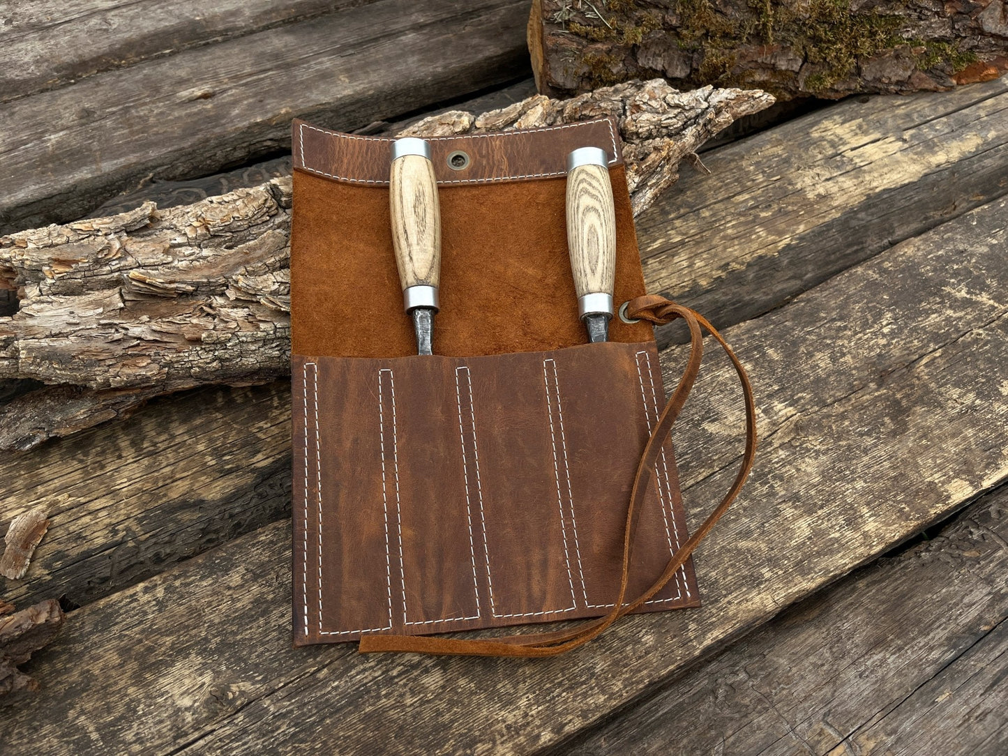 4 Pocket Leather Chisel Roll