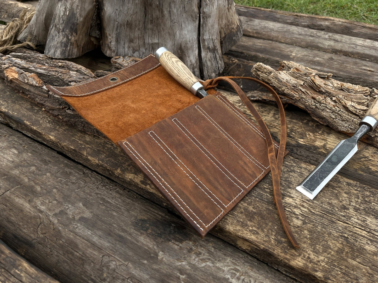 4 Pocket Leather Chisel Roll