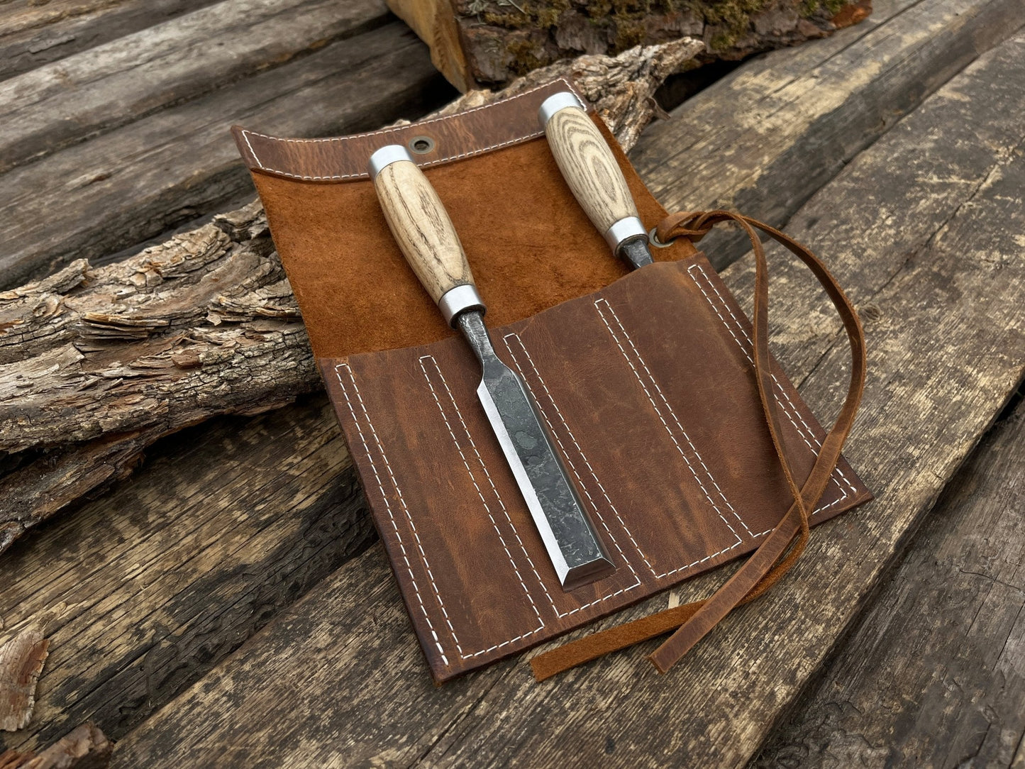 4 Pocket Leather Chisel Roll