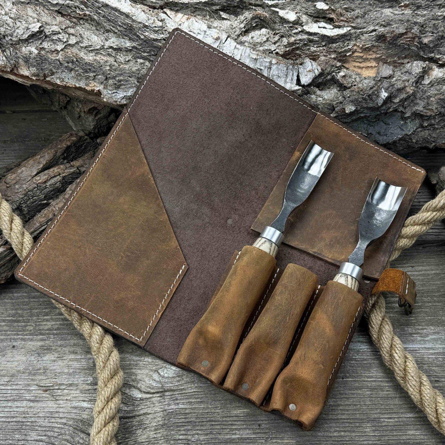 4 Pocket Leather Tool Roll for Carving Tools