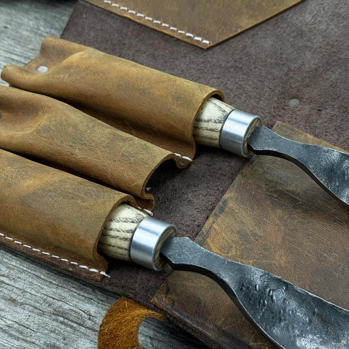 4 Pocket Leather Tool Roll for Carving Tools