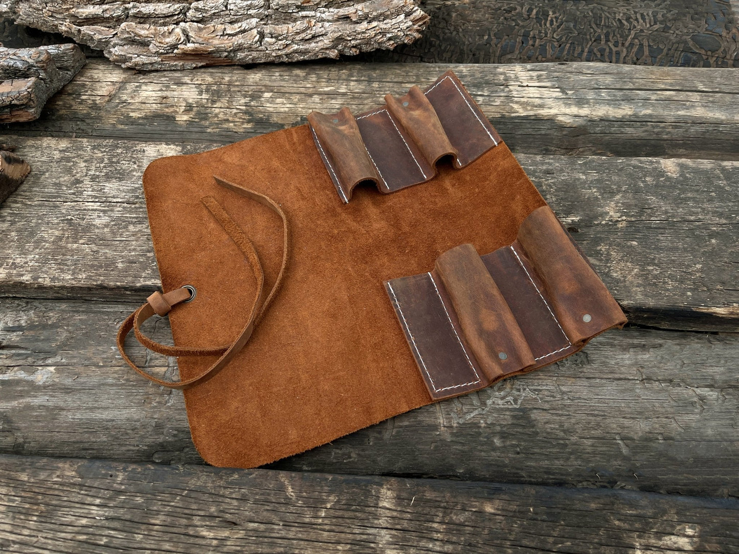 4 Pocket Leather Tool Roll