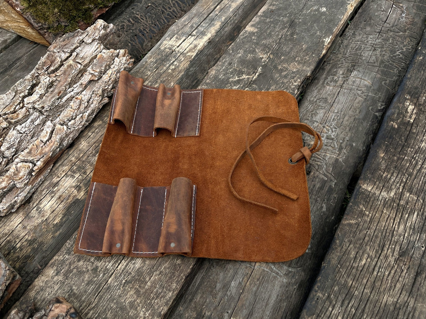 4 Pocket Leather Tool Roll