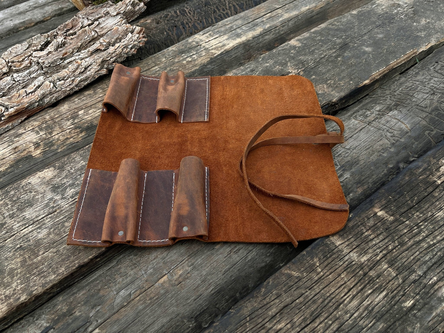 4 Pocket Leather Tool Roll