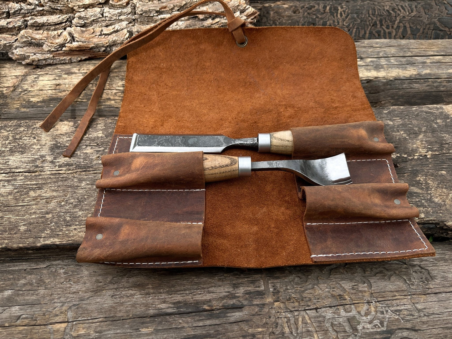 4 Pocket Leather Tool Roll