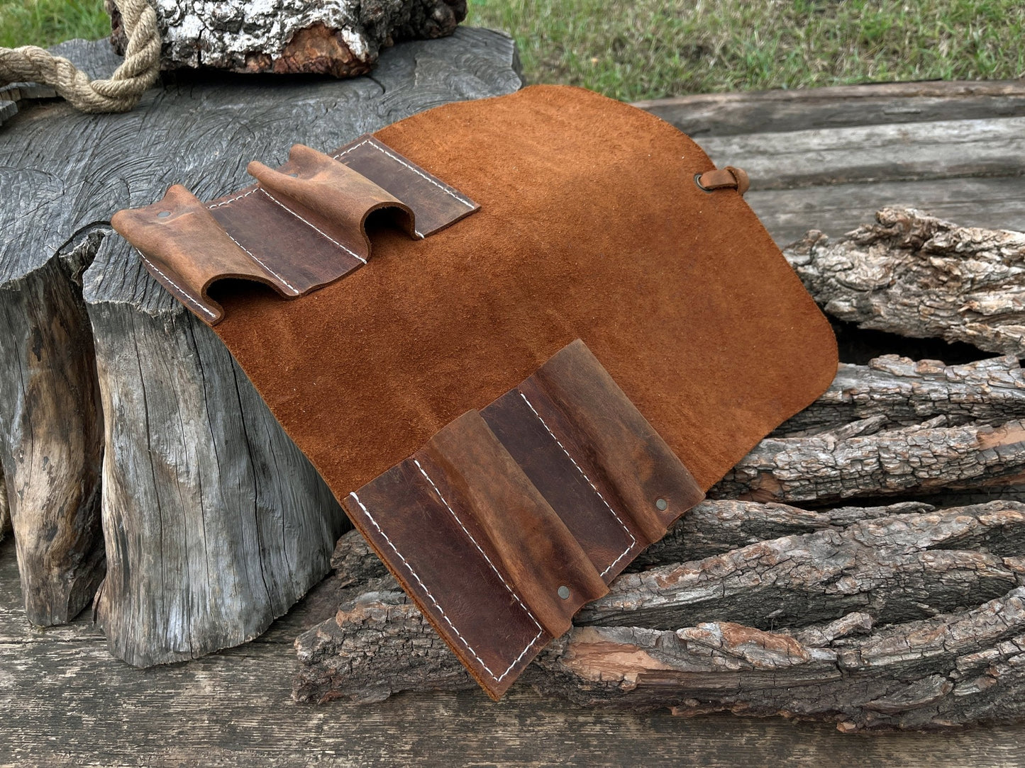 4 Pocket Leather Tool Roll