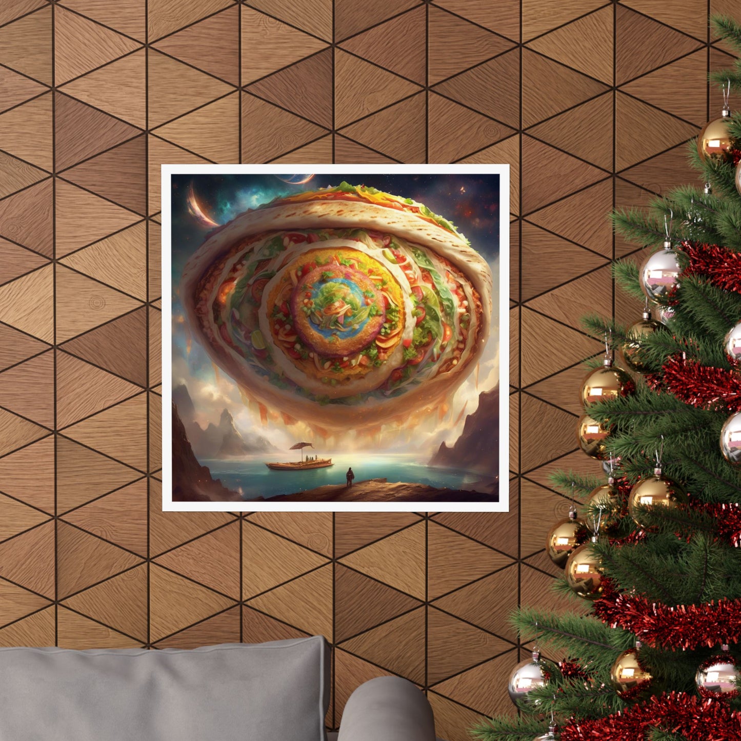 Cosmic Taco Portal Surreal Food Fantasy Art Poster