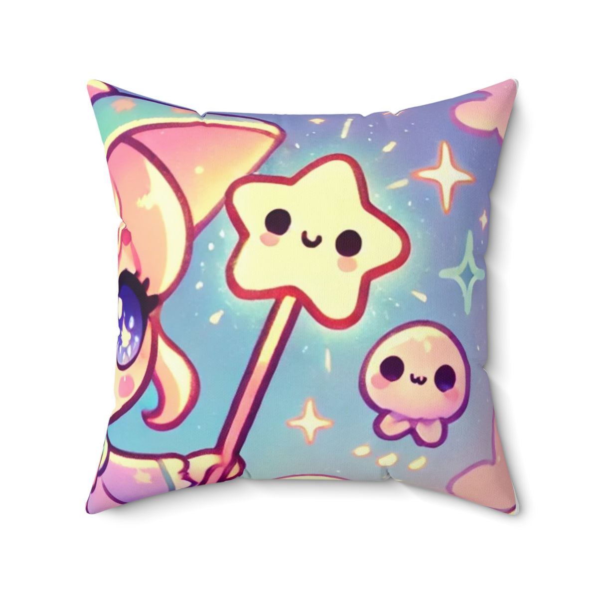 Kawaii Moon Wand Pastel Fantasy Decorative Pillow