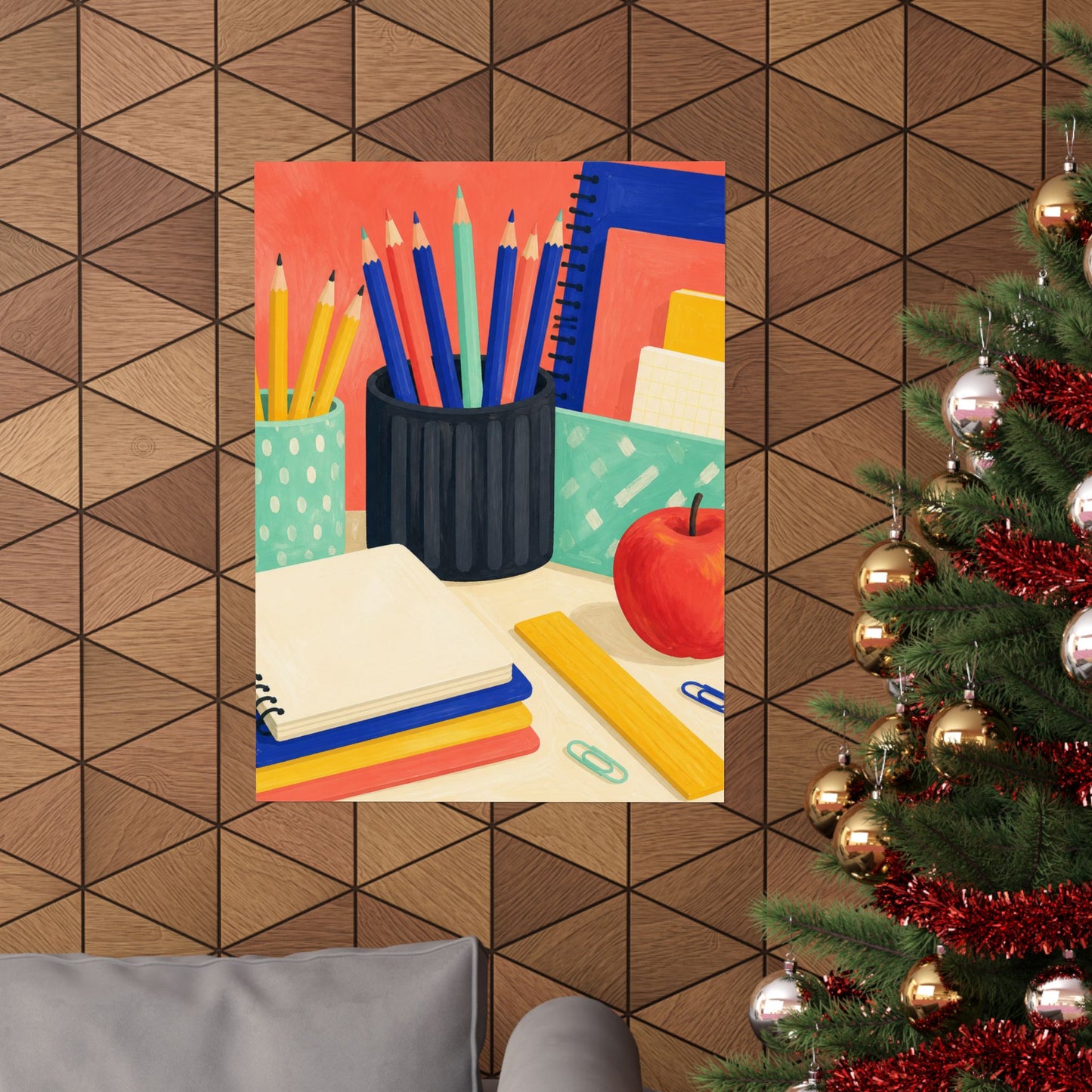 Colorful Teacher Desk Supplies Art Poster