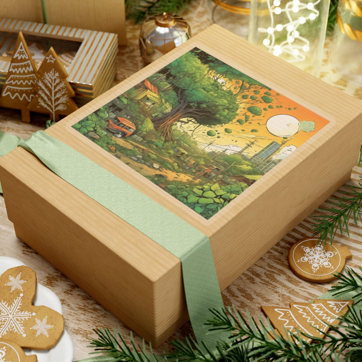 Cottage Road Landscape Nature Gift Art Sticker