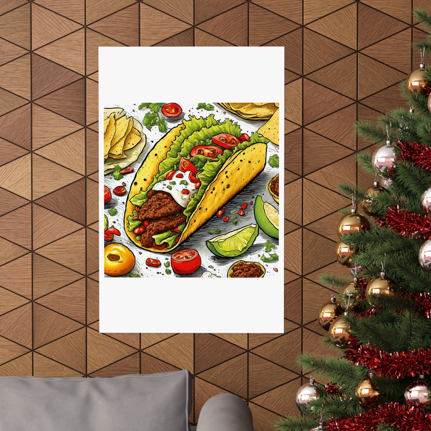 Bold Taco Illustration Foodie Gift Art Poster