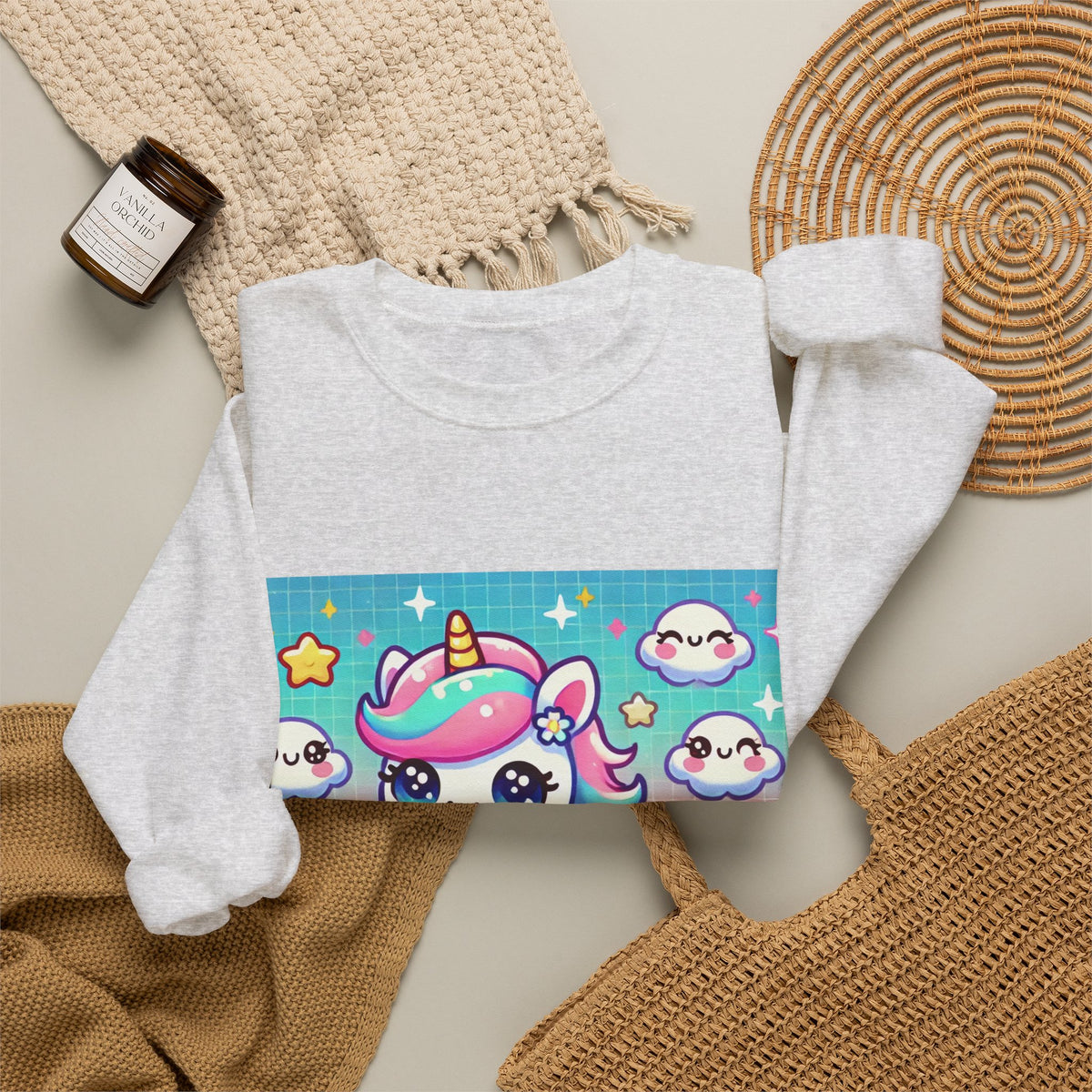 Pastel Rainbow Unicorn Cloud Kawaii Sweatshirt