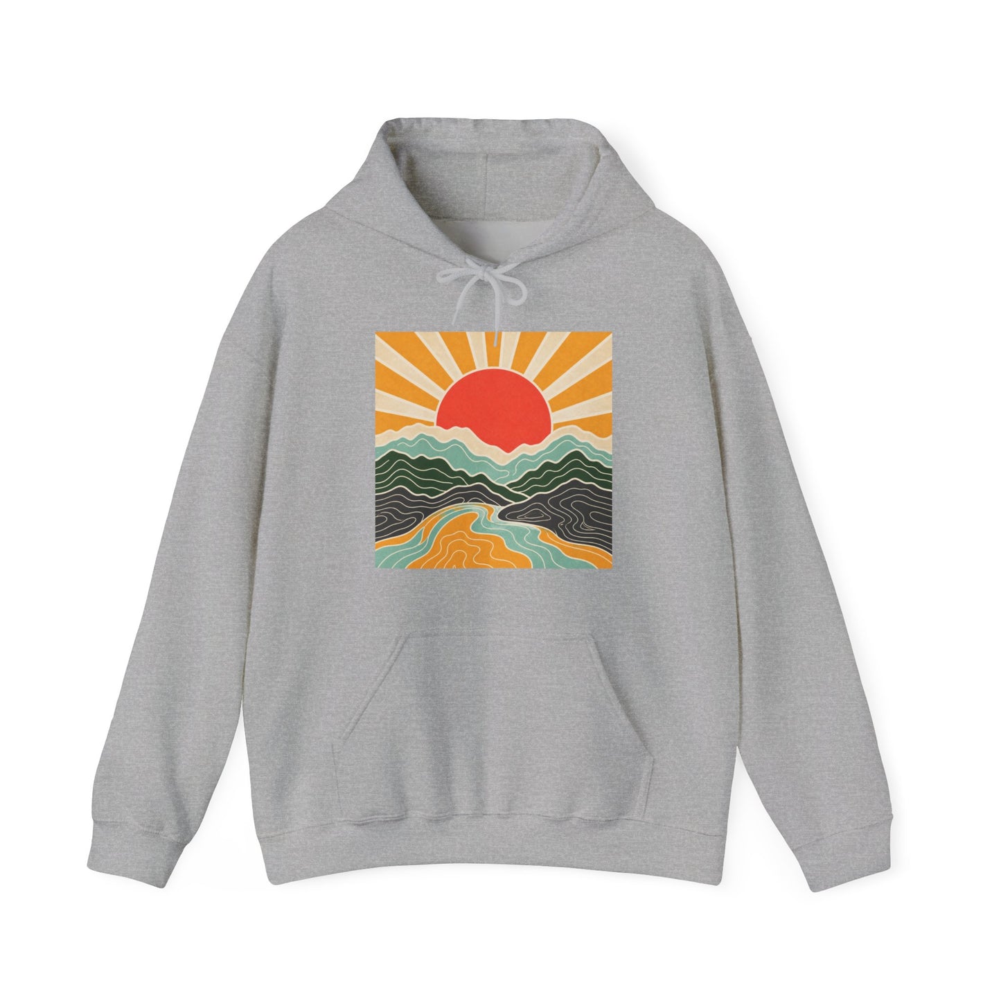 Topographic Sunrise Abstract Mountain Adventure Hoodie