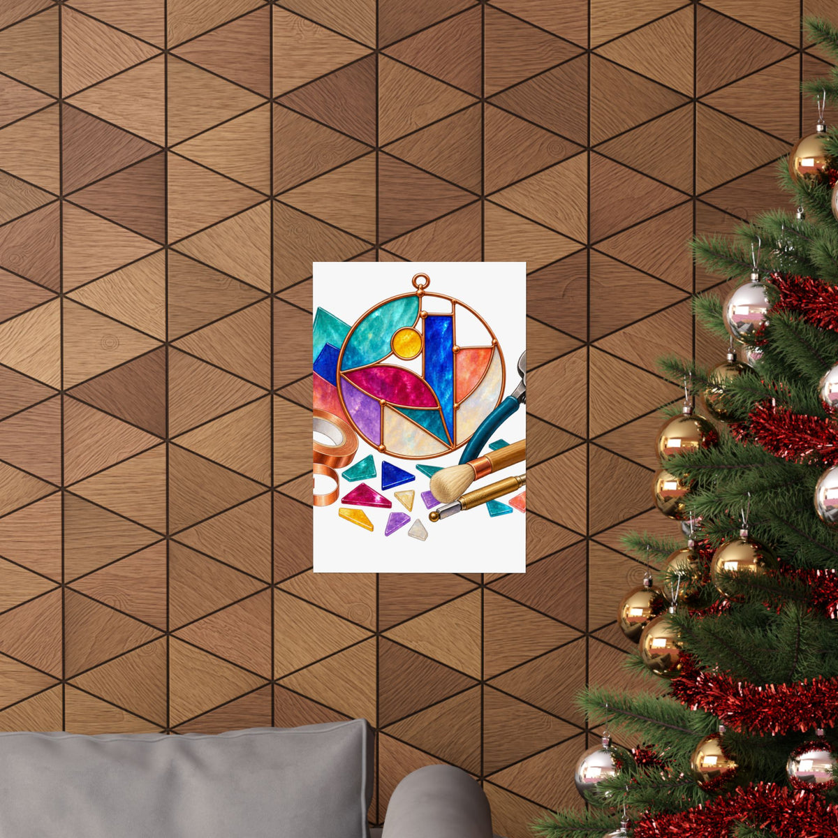 Abstract Stained Glass Suncatcher Workshop Poster