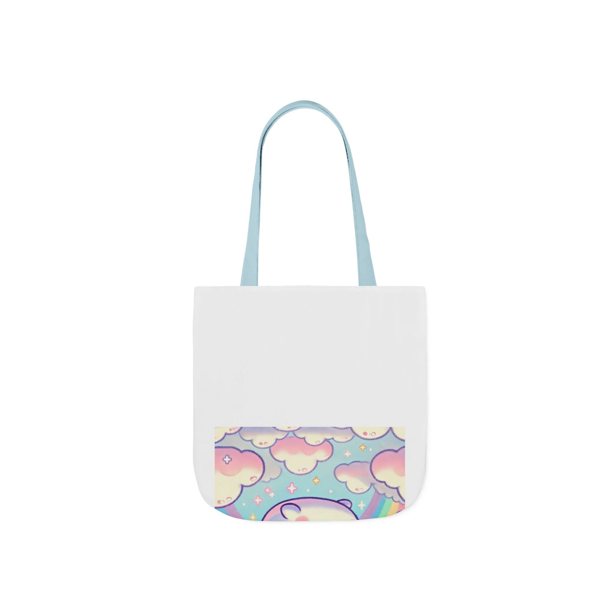Kawaii Rainbow Whale Pastel Cloud Canvas Tote Bag